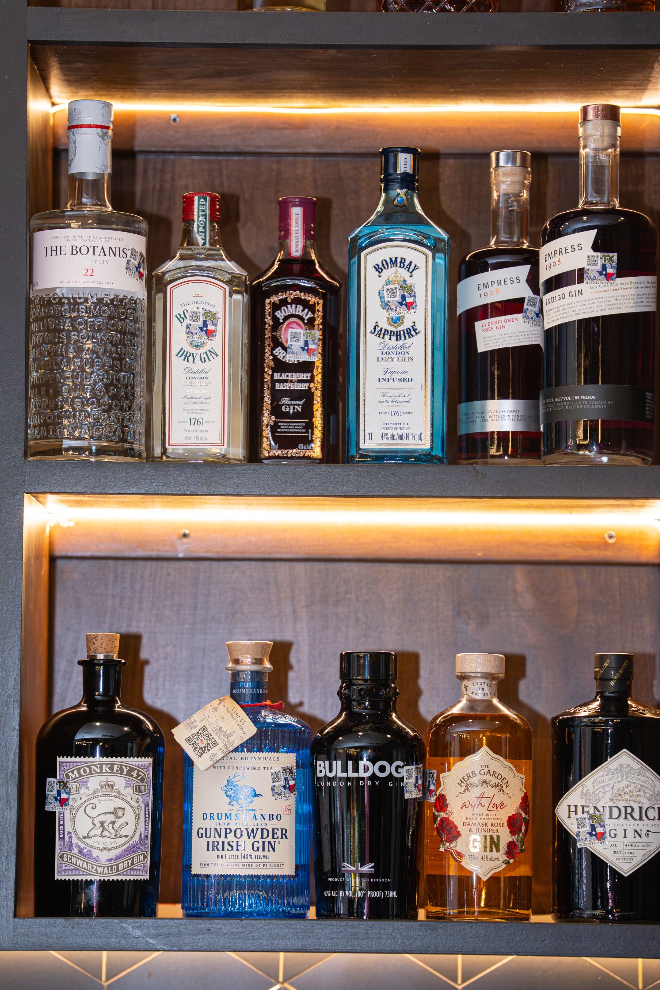 Gin spirits shelf Aruvi