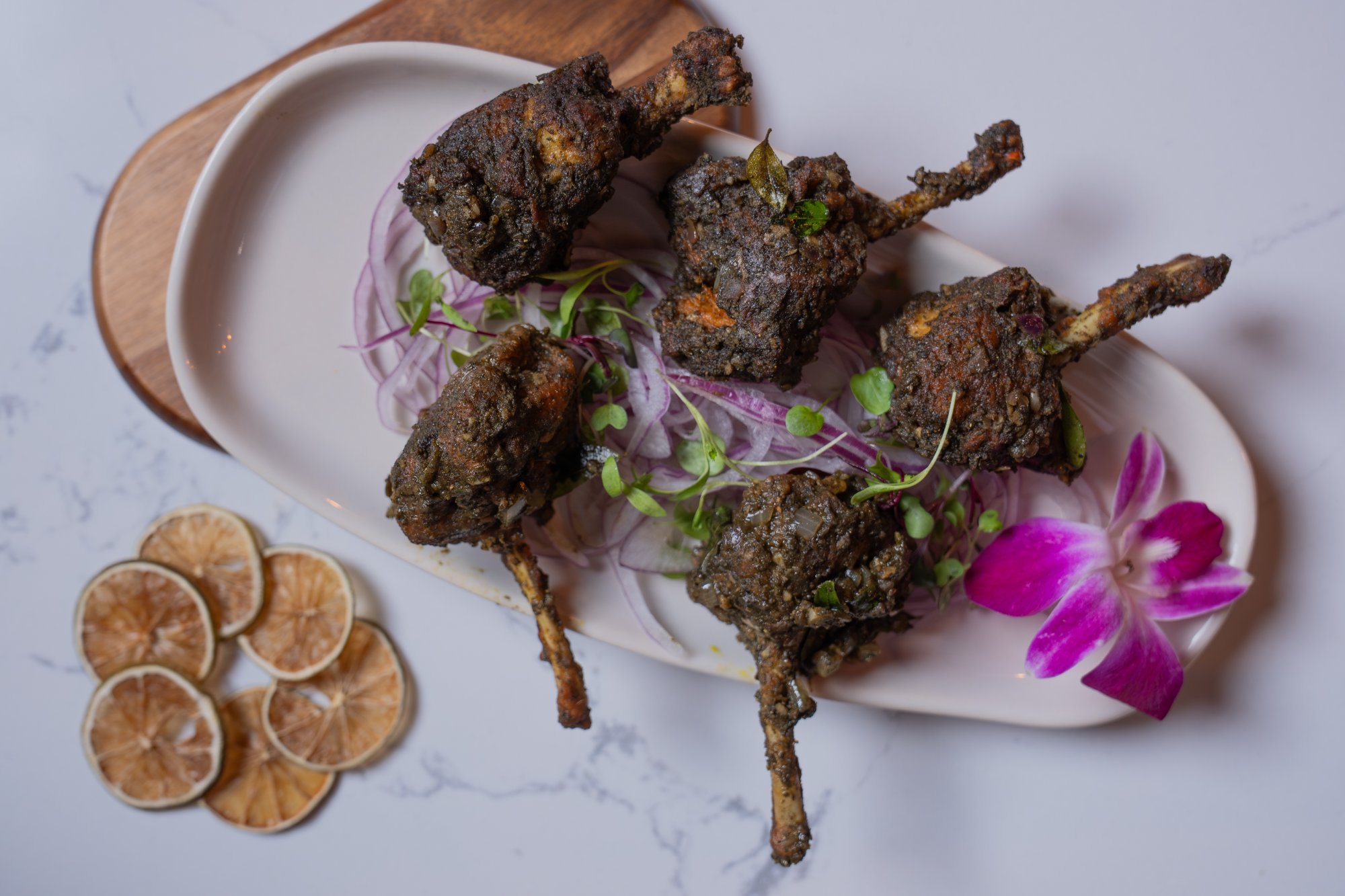 Karuvepilai Melagu Chicken Lollipop curry leaf black pepper House of Chettinad Leander TX